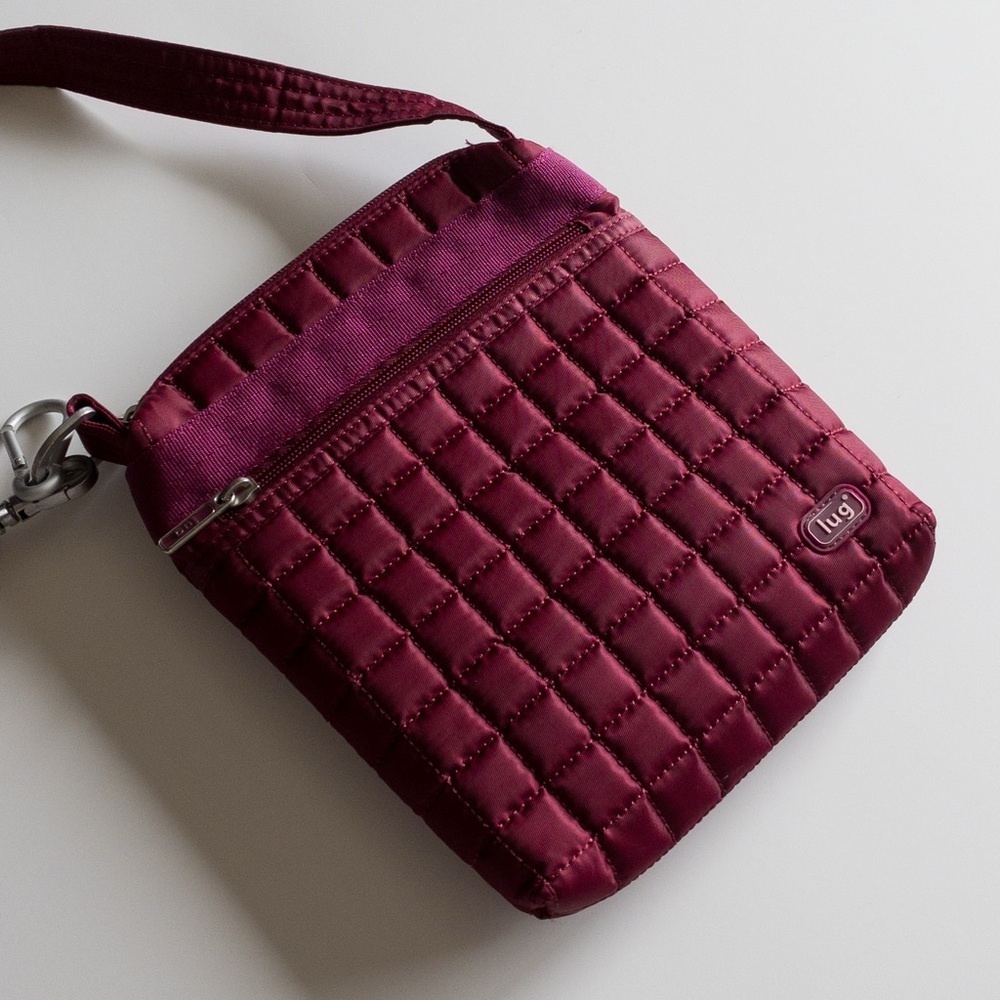 Lug Skipper Quilted Crossbody Bag Purse Pink Cranberry Wine Travel Small Zip